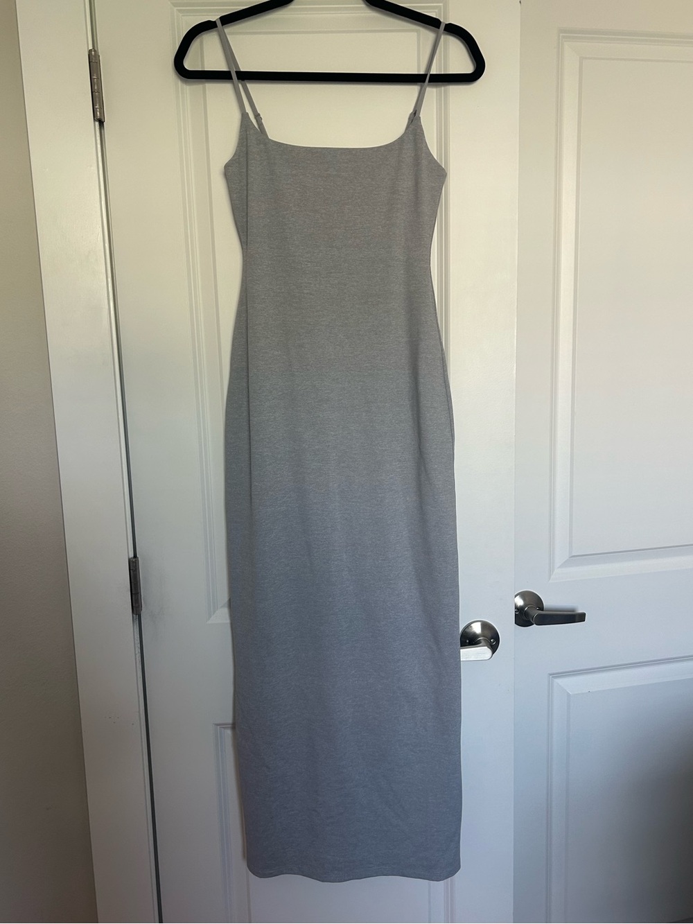 Aritzia Light Gray Maxi Slip Dress with Spaghetti Straps